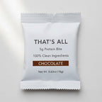 Chocolate Protein bite package labeled 'THAT'S ALL' on a white background